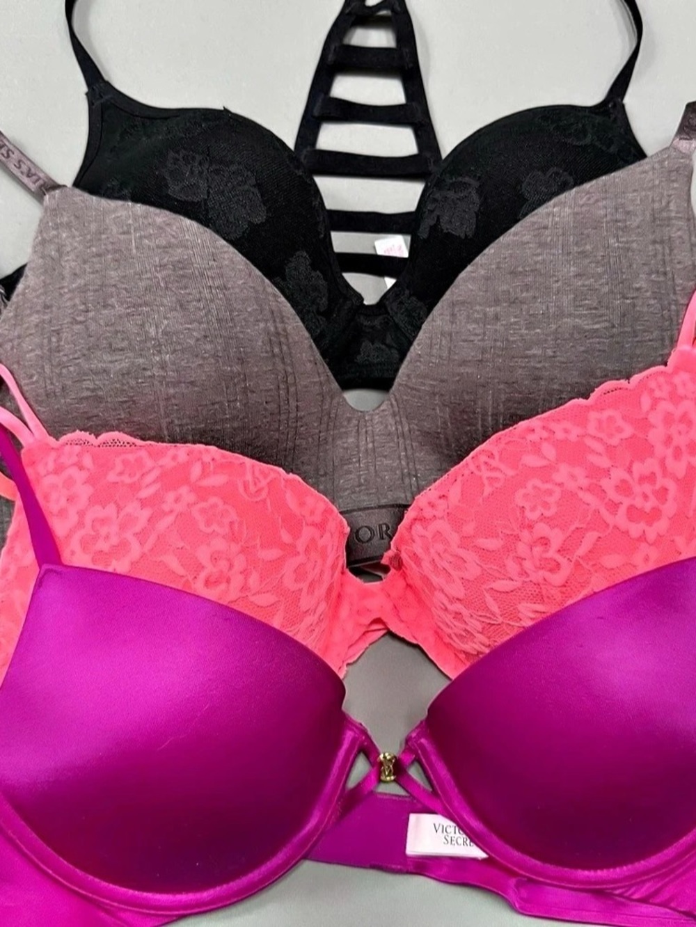 Victoria's Secret 4-Bra Bundle Pink & Purple 34C, 36 B